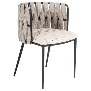 The Eterno Dining Chair, Off White and Black, Fabric and Faux Leather