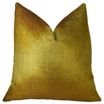 Plutus Golden Bijou Gold Handmade Luxury Pillow, Double Sided 16"x16"