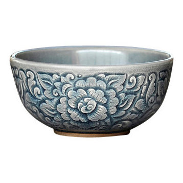 Blue Celadon Bowls - Allover Floral, Small