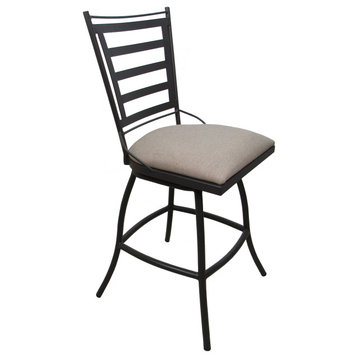 Outdoor Patio Stool Jenna Without Arms, Canvas Patty on Dark Nut, 35", Without Arms