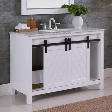 Kinsley 48" Single Bathroom Vanity Set in White and Carrara White Marble Counter
