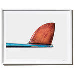 Timothy Hogan Studio - "Dave Sweet Longboard", Surf Art Photograph, White Frame, 14''x18'' - Blue Longboard With Rosewood D-Fin, photographed by Timothy Hogan.