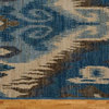 100% Wool Area Rug, Ikat Uzbek Design Denim Blue Hand Knotted 6'X9' Rug