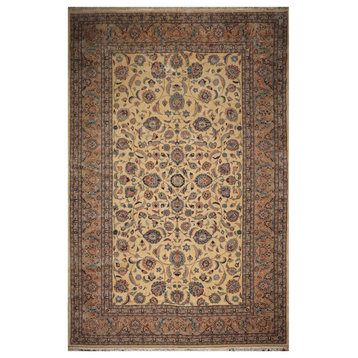 11'9''x18'3'' Hand Knotted Wool Sarouk Oriental Area Rug Ivory, Tan
