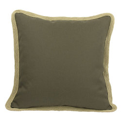 Xia Home Fashions - Square Jute Trimmed Pillow, Fallgreen - Decorative Pillows