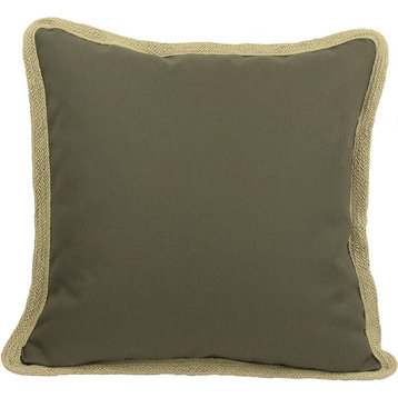 Square Jute Trimmed Pillow, Fallgreen