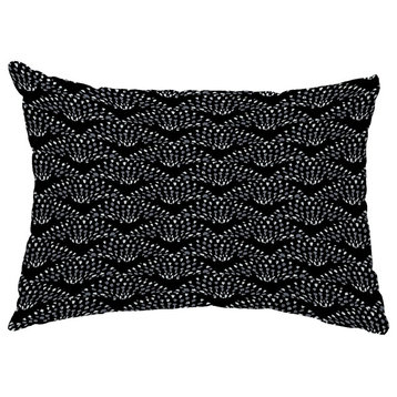 Fan Dance 14"x20" Geometric Print Decorative Outdoor Throw Pillow, Black