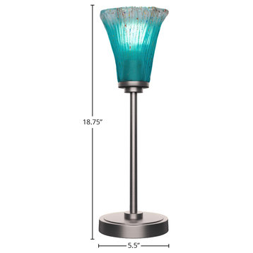 Luna 1-Light Table Lamp, Graphite/Fluted Teal Crystal