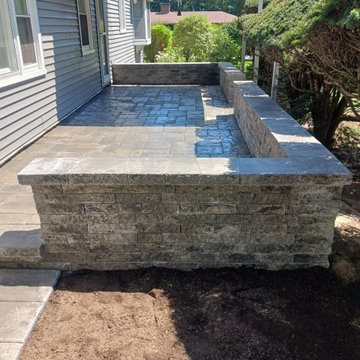 Raised Paver Patio with Built-in Seating Walls