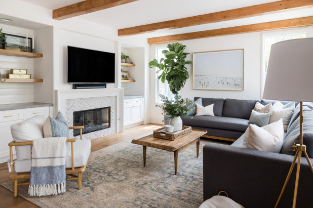 Beach Style Family Room by Olive + Oak Interiors