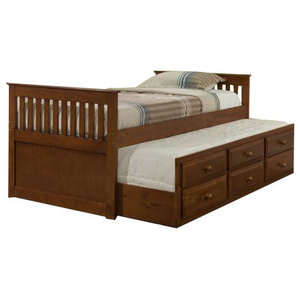 Full Size Captains Bed With Drawers And Trundle Transitional
