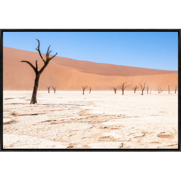 54x36 Namibian Skeleton Trees XIX, Framed Artwork, Black
