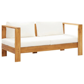 vidaXL Patio Sofa Outdoor Chair with Cushions Solid Acacia Wood in Teak Look