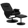 MFO Massaging Leather Recliner and Ottoman with Leather Wrapped Base