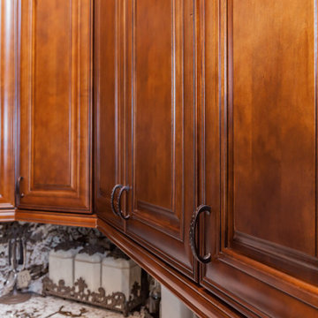 Glazed Brown Kitchen Cabinets
