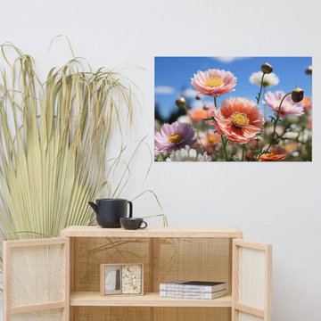 Gilded Nature Meadow Flowers Photorealism Digital Art Loose Print