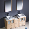 Fresca FVN62-241224LO-VSL Torino 60 Inches Light Oak Double Sink Bathroom Vanity