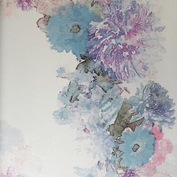 HIGHGARTH &ndash; BLUE, PURPLE TRAIL ON SILVER Pattern Number: 2016-101-06 - Wallpaper
