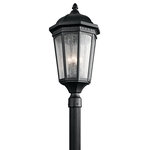 Kichler - Outdoor Post Mount 3-Light, Textured Black/Etched Seedy Glass - Uncluttered and traditional, this 3 light outdoor mounted post from the Courtyard collection adds the warmth of a secluded terrace to any patio or porch. Featuring a Textured Black finish and Etched Seedy Glass, this design will elevate and enhance any space.