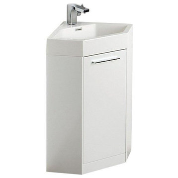 Fresca Coda 18" White Corner Bathroom Vanity, Faucet, FFT3071CH