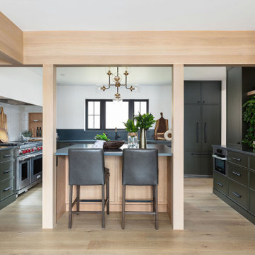 Contemporary Green & White Oak Cottage Kitchen Transformation