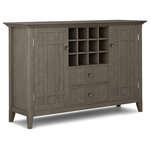 Decor Love - Rustic Sideboard, 2 Side Cabinets, Drawers and Center Wine Rack, Farmhouse Grey - - DIMENSIONS: 17" D x 54" W x 36" H
