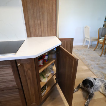 Rich & Refined: Custom Walnut Kitchen Remodel with White Quartz & Oak Flooring