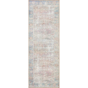 Durable Printed Wynter Area Rug by Loloi, Red/Teal, 2'-6" X 9'-6"
