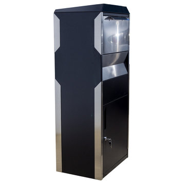 Locking Parcel Drop Box, Black With Stainless Steel