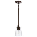 HomePlace - HomePlace 340911BZ-506 Myles - 1 Light Pendant - Shapely metal finials complement classic silhouettMyles 1 Light Pendan Brushed Nickel Clear *UL Approved: YES Energy Star Qualified: n/a ADA Certified: n/a  *Number of Lights: 1-*Wattage:100w Incandescent bulb(s) *Bulb Included:No *Bulb Type:E26 Medium Base *Finish Type:Bronze