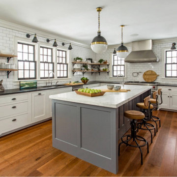 Select Hickory Plank Flooring, Kitchen with Island