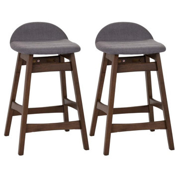 24 Inch Counter Chair - Grey (RTA)-Set of 2 Contemporary Brown
