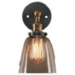 HomeRoots Furniture - HomeRoots Barbara 1-light Clear Glass Edison Wall Lamp with Light Bulb - Illuminate your home with this one-light glass Edison wall lamp from Warehouse of Tiffanys. This wall sconce features a two-toned bronze fixture of both matte and polished metal with a clear glass fluted shade. Ideal for hallways, foyers or bathrooms, this contemporary sconce looks stunning singular or grouped in multiples.Edison wall sconce features metal and a bronze finish with clear glass shade for a contemporary lookIncluded wiring aids in convenient mountingRequires one 60-watt incandescent bulb (included) and features a line switchDimensions are 12"H x 6"W x 14"LAssembly required.This fixture does need to be hard wired. Professional installation is recommended.