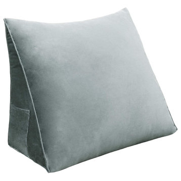 WOWMAX Reading Bed Rest Back Support Wedge Pillow, Gray