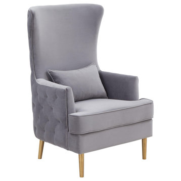 Alina Grey Tall Tufted Back Chair - Grey