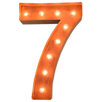 Small Rusted Steel Number Marquee Light by Iconics, Number 7