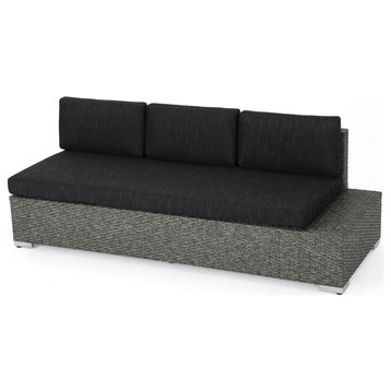 Puerta Outdoor 3 Seater Wicker Right Sofa Mixed Black with Dark Grey Cushions