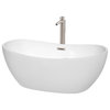 Rebecca 60 to 70" Freestanding Bathtub with options, Brushed Nickel Trim, 60 Inch, Floor Mounted Faucet in Brushed Nickel