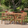 GDF Studio 5-Piece Stanford Outdoor Teak Finish Acacia Wood Dining Set