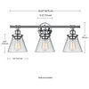 Parker 3-Light Chrome Vanity Light With Clear Glass Shades
