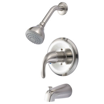 Hardware House Hartford Tub and Shower Combo Faucet With Brushed Nickel Finish