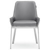 Sydney Leatherette Dining Chair With Brushed Stainless Steel Legs, Gray