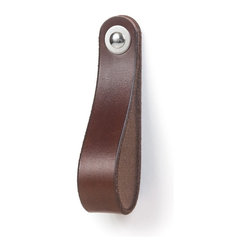 Walnut Studiolo - Leather Drawer Pull, The Hawthorne, Dark Brown, Large, Nickel - Cabinet And Drawer Handle Pulls