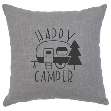 Image Pillow 16x16 Happy Camper Linen Gray