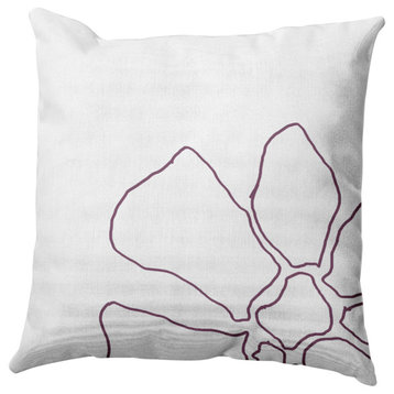 Petal Lines Indoor/Outdoor Throw Pillow, Purple/White, 16x16"