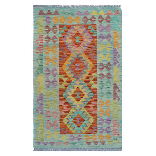 Flatweave Briggs Blue/Rust Runner, 2'6x4'3, 2'6x4'3 - Southwestern ...
