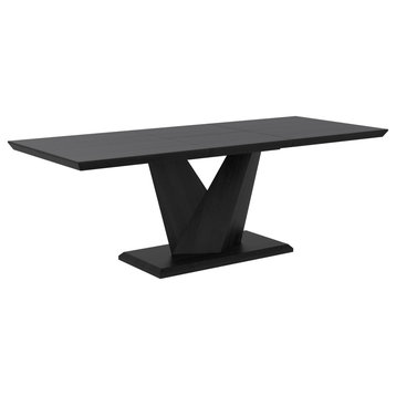 Modern Select Solids Dining Table With Extension, Black