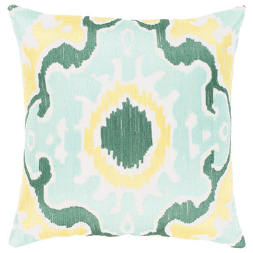 Effulgence by Surya Pillow Cover, Mint/Emerald/Butter, 20' x 20'