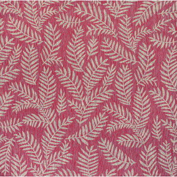 Nevis Palm Frond Indoor/Outdoor, Fuchsia/Light Gray, 5' Square