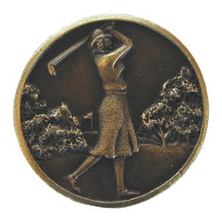 Inviting Home Inc. - Lady Golfer Knobs, Antique-Style Brass - Cabinet And Drawer Knobs